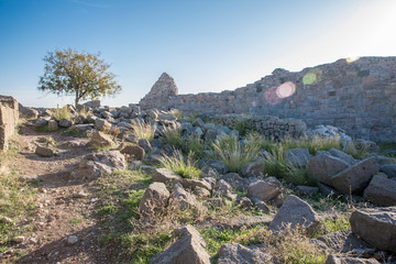 Fototapeta na wymiar The ruins of the ancient city of Bergama in Turkey. 