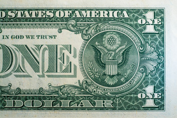 back side of one dollar bills background