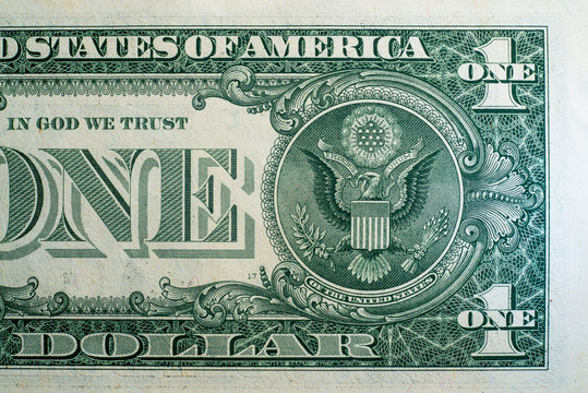 back side of one dollar bills background