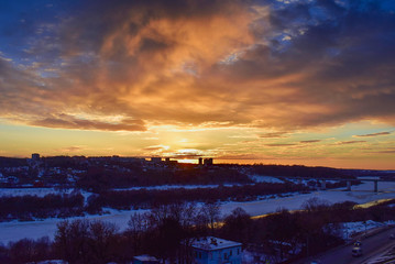 Beautiful sunset in winter