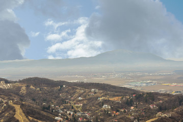 Bird view of Brashov in spring