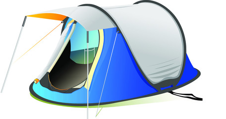 Illustration of mounting tent, with white background vector