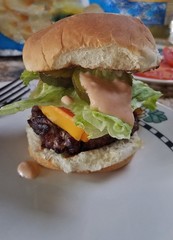Crazy Cheeseburger on a Plate, With Lots of  Topping Options