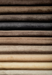 Brown color palette tailoring leather tissues in catalog