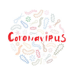 Coronavirus covid-19 childish style hand lettering