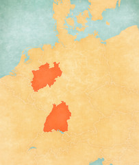 Map of Germany - North Rhine-Westphalia and Baden-Wurttemberg