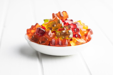 Gummy bears, jelly candy. Colorful bonbons.