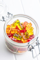 Gummy bears, jelly candy. Colorful bonbons.