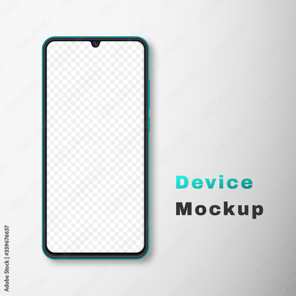 Poster realistic smartphone mock up set. mobile phone display isolated on white gray background. 3d templat