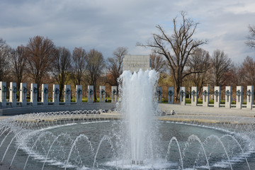 The World War II memorial on the National Mall in Washington DC.