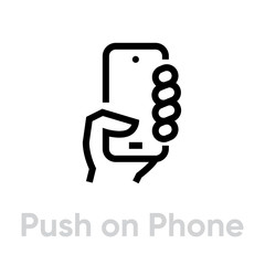 Push on Phone Cameras icon. Editable line vector.