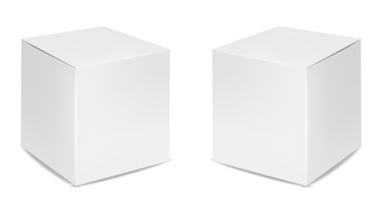 White box isolated, white packaging, realistic box package vector illustration