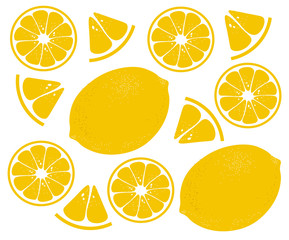 Lemon pattern, citrus background, simple flat design, vector