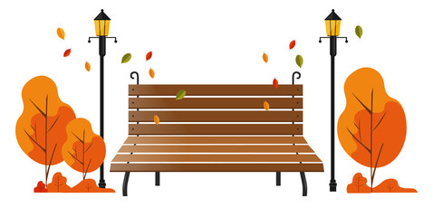 Obraz premium Hello autumn, sale banner, autumn park, flat illustration, vector