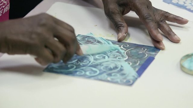 Senior Center Art Class Nursing Home Elderly Frail Hands African American Older Creative