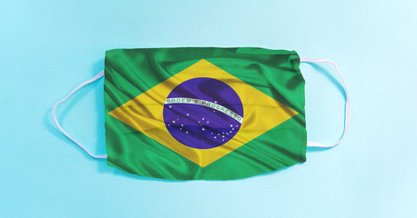 brasilian flag on protective medical face mask