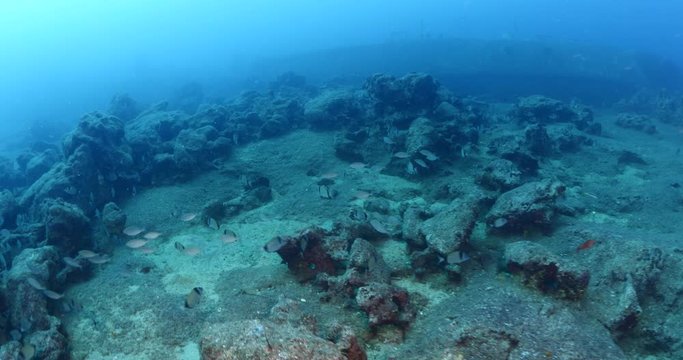 ship wreck scenery underwater shipwreck metal on the ocean floor