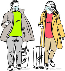 couple man and woman in travel concept vector illustration