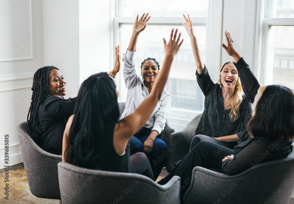 Wall mural positive women teamwork