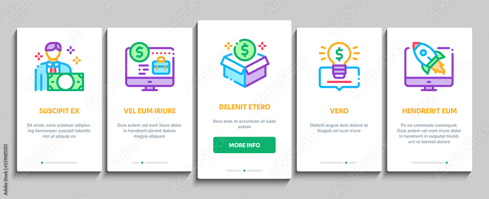 Canvas Prints Crowdfunding Business Onboarding Mobile App Page Screen Vector. Crowdfunding Financial Web Site And Book, Dollar Banknote And Coin, Brain And Box Color Contour Illustrations