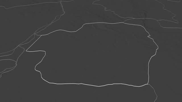 Imo, state with its capital, zoomed and extruded on the bilevel map of Nigeria in the conformal Stereographic projection. Animation 3D