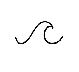 Vector hand drawn doodle sketch wave isolated on white background