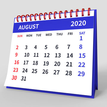 Standing Desk Calendar August 2020