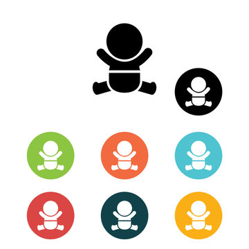 Human newborn baby, toddler or infant flat icon for apps and websites