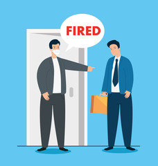 businessman sad fired of work avatar character vector illustration design