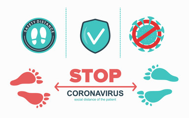 Social distancing infographic: Green shield of protection, meter, Stop Coronavirus COVID-19 protection, medical health. On white background. Keeping a distance from people in public areas. Use for
