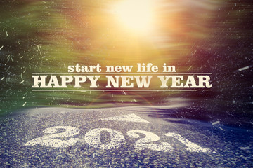 inspire innovation way to change 2020 to 2021 concept + motivation slogan of wish hope new life in happy new year