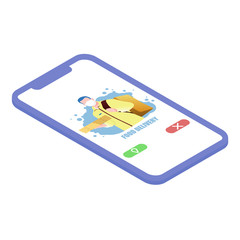Food Delivery Mobile App. Character in mask, food delivery man, with pizza in hand and a backpack behind.
