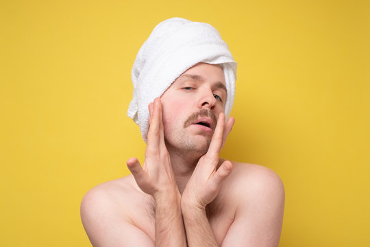 man beautify making face massage for better male macho appearence