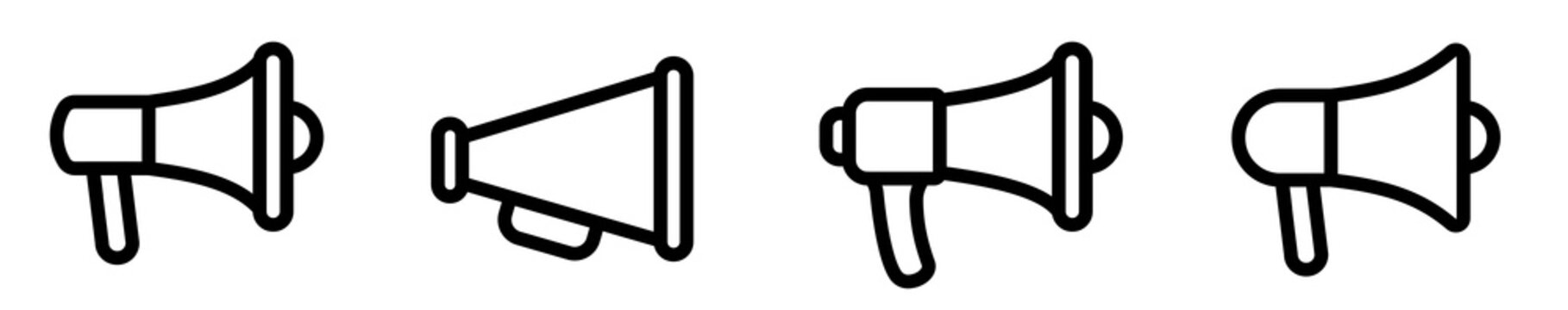 Megaphone icon set. Volume symbol. Megaphone different design icon collection.Flat design.Vector