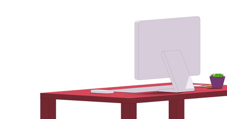 Desktop with laptop flat illustration