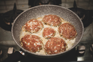 Delicious fried american hamburger patties