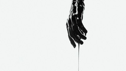 hand oil black and white
