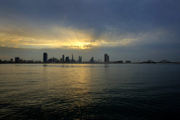 Bahrain skyline during sunset, HDR