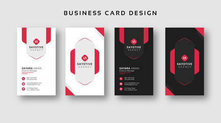 Vertical business card template with abstract background
