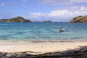 Traditional indonesian fishing boat at Kuta Lombok
