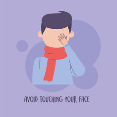 covid 19 pandemic infographic, avoid touching your face prevention