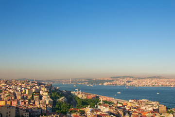 Istanbul. View of the city and the sea from the Galata tower.