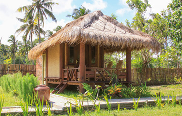 Sasak bamboo house in Lombok resort, Indonesia