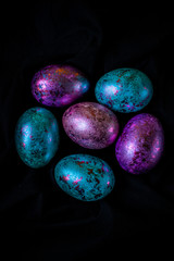 Happy Easter during the World Widespread Pandemic 2020. Beautiful, vibrant eggs for the holiday.