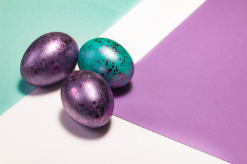 Happy Easter during the World Widespread Pandemic 2020. Beautiful, vibrant eggs for the holiday.