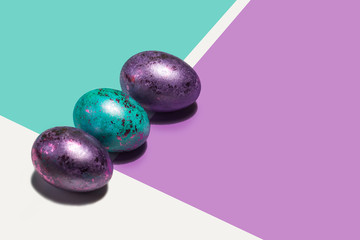 Happy Easter during the World Widespread Pandemic 2020. Beautiful, vibrant eggs for the holiday.