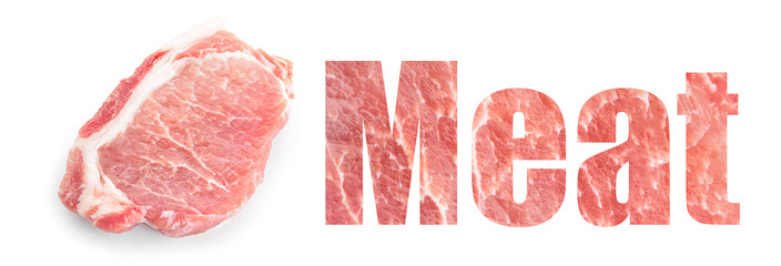 Raw pork meat on white background
