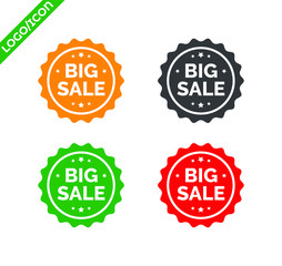 Big Sale tag badge template, Big Sale label symbol, Big sale promotion flat icon with long shadow, Big sale red and blow sign modern design isolated on white background image