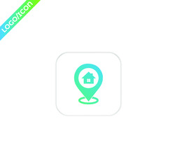 Home pointer and search icon in blue colorful style and app logo.