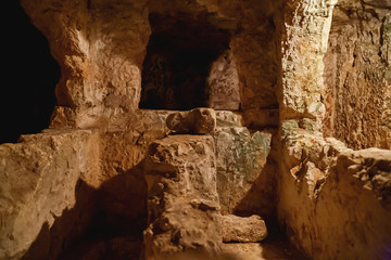 Ancient christian cemetery (catacombs) of Saint Paul. Famous historical landmark in Rabat, Malta.